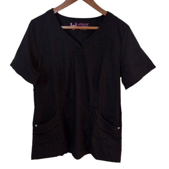 Women's‎ Medium Black Urbane Ultimate Scrub Top New with Tags - Picture 1 of 15